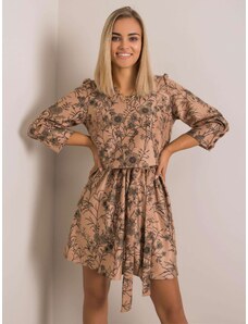 BASIC Béžové šaty s květinovým vzorem -beige/green Květinový vzor