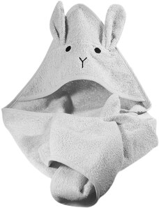 TrendUpcz Dětská osuška s kapucí Rabbit 75x75 cm šedá