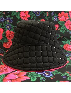 J.Luner Dámský zimní prošívaný klobouk - BUCKET BLACK/ROSE RFX