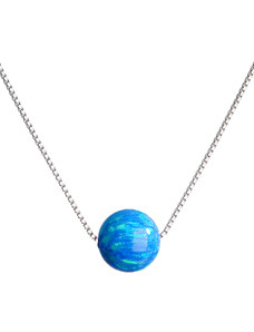 EVOLUTION GROUP Stříbrný náhrdelník se syntetickým opálem modrý kulatý 12044.3