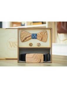 Wood Style Set Kulatý Kořenice - opasek,motýlek a manžetové knoflíčky