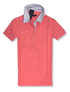 Tommy Hilfiger dámské polo tričko s krátkým rukávem Stripe collar pink/red
