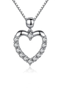 P&J Jewellery Stříbrný náhrdelník Křišťálové srdce SN02