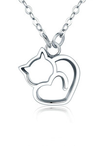 P&J Jewellery Stříbrný náhrdelník Milující kočička SN03