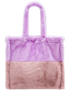 Due Linee Dámská velká oboustranná kabelka s chlupem fialovo - růžová