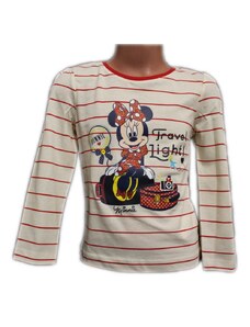 Disney Triko dlouhý rukáv MINNIE - bílo-červené pruhy 98