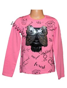 Měnící tričko, tunika - dl.rukáv - sv.růžové-malé-sova 98