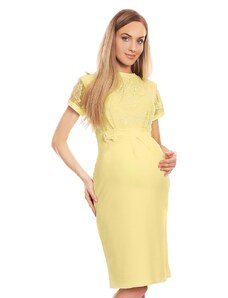 PeeKaBoo Luxusní těhotenské midišaty s krajkou Charm lemon