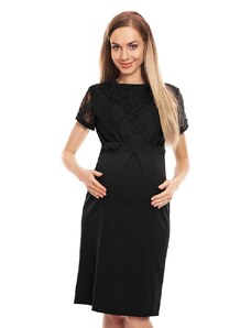 PeeKaBoo Luxusní těhotenské midišaty s krajkou Charm černá