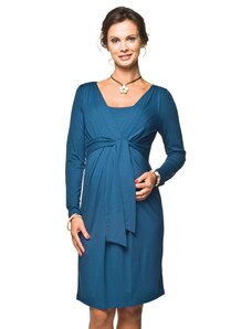 TORELLE Těhotenské a kojící šaty Blufi indigo dlouhý rukáv
