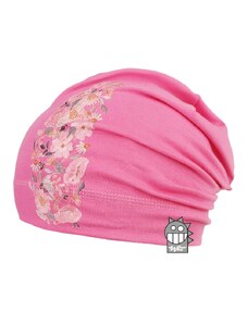 Bavlněná čepice Dráče - Polo 03, růžová kytičky