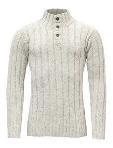 Norský vlněný svetr se stojáčkem na knoflíky Devold Nansen Rib Knit šedá