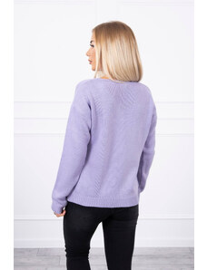MladaModa Klasický svetr s véčkovým výstřihem model 2020-15 barva lila