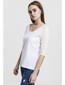 UC Ladies Dámské 3/4 kontrastní raglánové tričko wht/růžová