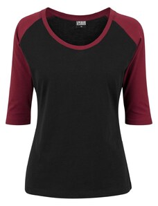 UC Ladies Dámské 3/4 kontrastní raglánové tričko blk/bordó