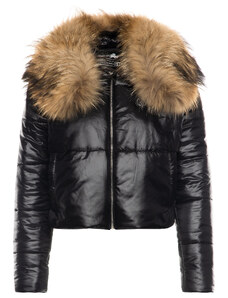 Černá zimní bunda s pravou kožešinou - PHILIPP PLEIN