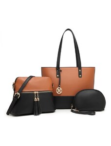 Miss Lulu Kabelkový set 3 pcs Luxury Black / Brown