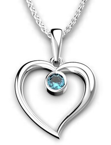 JEWSTONE Srdce stříbrné s modrým kubickým zirkonem 4 g, Ag 925/1000+Rh
