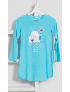 Vienetta Secret Dětská noční košile s dlouhým rukávem Little dogs - tyrkysová