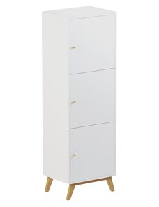 ARBYD Bílá úzká skříň Thia s dubovou podnoží 163 x 52 cm