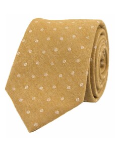 BUBIBUBI Hořčicová kravata s puntíky
