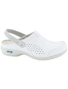 VENEZA pracovní kožená pratelná obuv s certifikací unisex s páskem bílá WG3AP10 Nursing Care