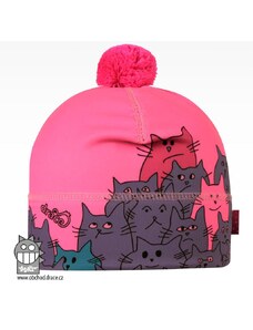 Dívčí zimní funkční čepice Dráče - Flavio 003, růžová, kočky