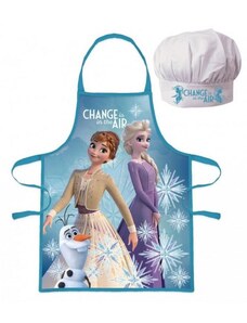 Javoli Dětská / dívčí zástěra a kuchařská čepice Ledové Království - Frozen / Elsa a Anna - modrá