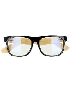 Sunmania Černé dřevěné čiré brýle Wayfarer "Clear Wood"