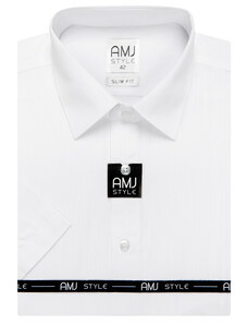 Košile AMj Comfort fit s krátkým rukávem - bílá fil-á-fil VK261