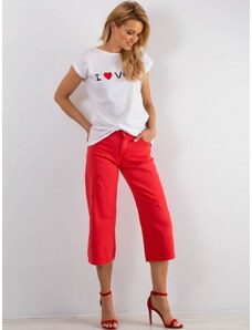 BASIC Dámské červené džínové CAPRI -red Denim vzor