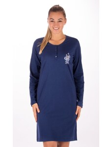 Vienetta Dámská noční košile s dlouhým rukávem VIENETTA Julie - tmavě modrá