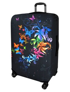 KUFRYPLUS Obal na kufr H301 Motýli s květy M