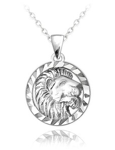 MINET Stříbrný náhrdelník Zodiac znamení LEV JMAS9408SN45