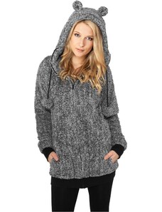 UC Ladies Dámská Melange Teddy Zip Hoody blk/wht