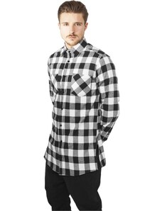 UC Men Dlouhá kostkovaná flanelová košile s bočním zipem blk/wht