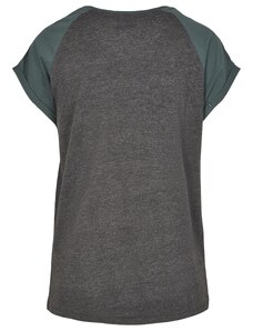 UC Ladies Dámské raglánové tričko s kontrastním uhlím/bottlegreen