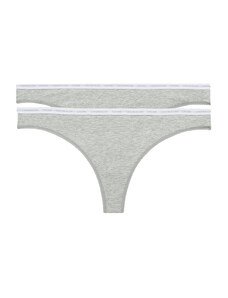 Calvin Klein dámská šedá tanga THONG 2PK - 2 ks v balení CK ONE