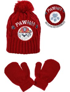 PAW PATROL Chlapecký červený set rukavic a čepice s Tlapkovou patrolou Červená