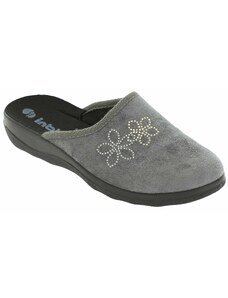 Pantofle papuče bačkory Inblu CA101-25 šedé s kytičkou z kamínků