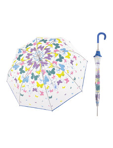 Doppler Transparent Spring dámský průhledný deštník s barevnými motýlky