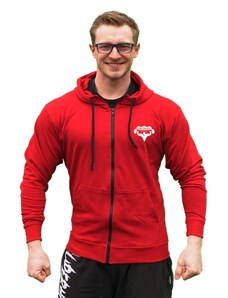 Aleš Lamka Mikina na zip s kapucí logo Superhuman - červená/bílá