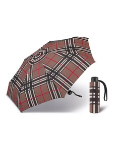 Happy Rain Petito Checks Brown dámský skládací mini deštník