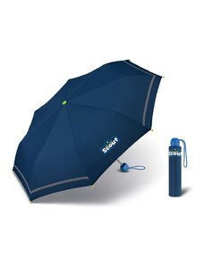 Scout BASIC BLUE dětský skládací deštník s reflexním proužkem