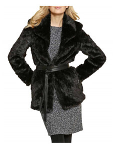 APART Impressions Kabát ze tkané kožešiny, kožešinový kabát, černý kožíšek APART (vel.40 skladem)