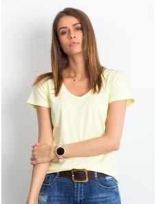 Fashionhunters Světle žluté čtvercové tričko