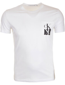 Pánské bílé tričko s náprsní kapsou Calvin Klein