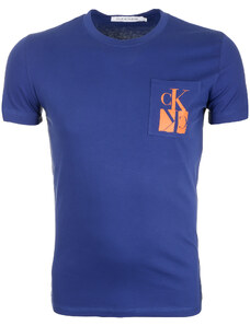 Pánské modré tričko s náprsní kapsou Calvin Klein