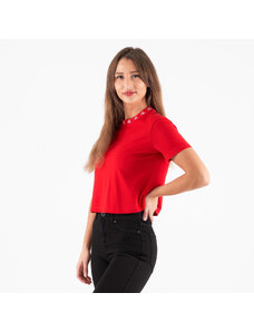 Calvin Klein dámské červené tričko CK LOGO TRIM SS TEE