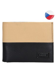 Pánská kožená peněženka LAGEN 55044 Will - černá/béžová